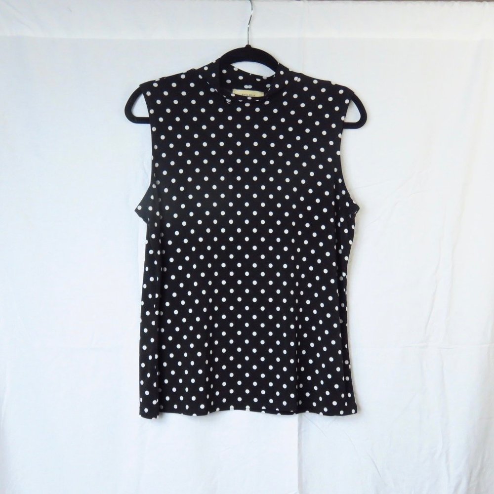 Poka-dot Turtle-neck Tank-Top (Black)
